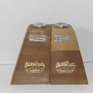 Mid Century Modern Vintage San Francisco Wooden Salt & Pepper Shaker Set